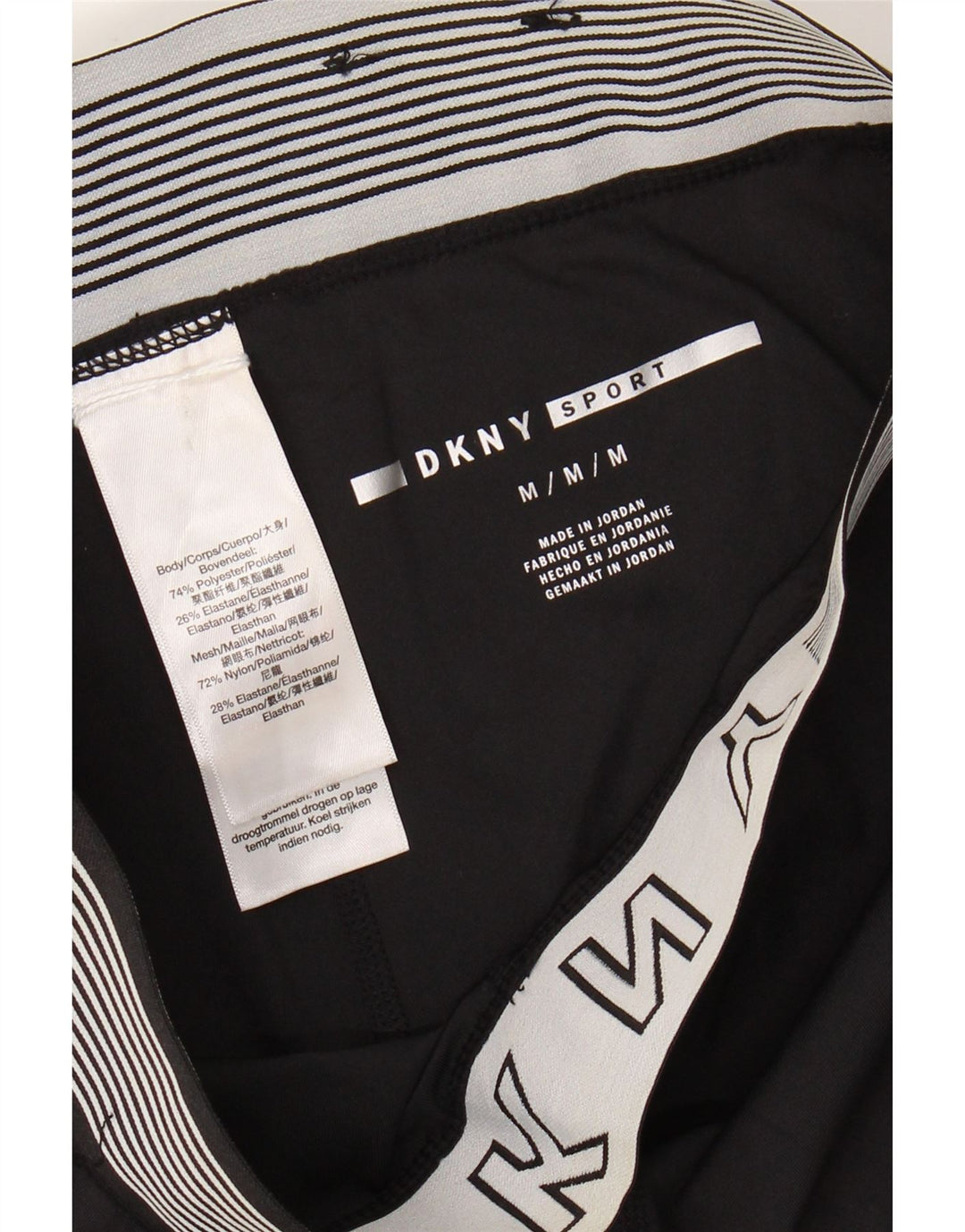 Dkny Womens Graphic Crop Leggings UK 12 Medium  Black Polyester