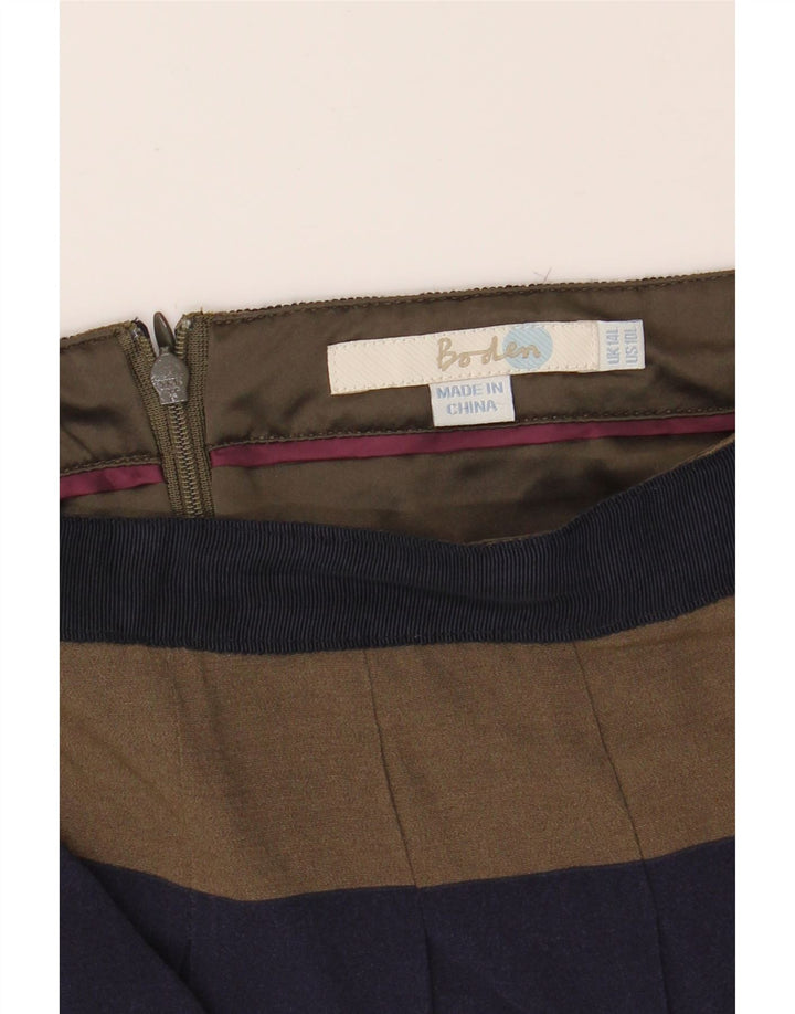BODEN Womens Straight Skirt UK 14 Medium W30  Khaki Striped Polyester Vintage Boden and Second-Hand Boden from Messina Hembry 