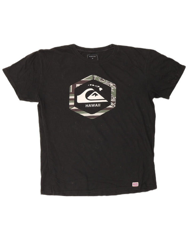 QUIKSILVER Mens Hawaii Regular Fit Graphic T-Shirt Top Large Black Cotton