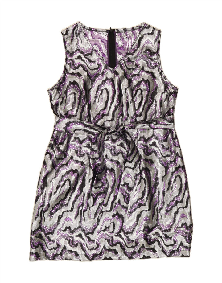 VINTAGE Womens Abstract Pattern Sleeveless Sheath Dress UK 14 Large Silver Vintage Vintage and Second-Hand Vintage from Messina Hembry 