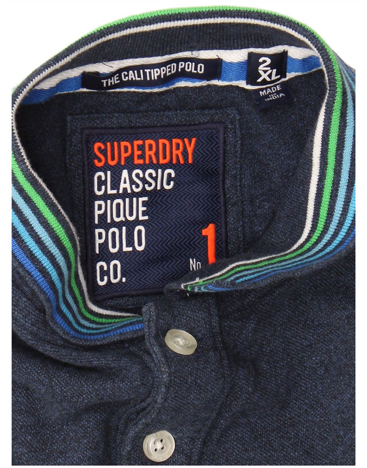 SUPERDRY Mens Graphic Polo Shirt 2XL Navy Blue