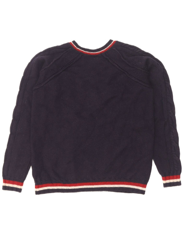 Just Cavalli Womens V-Neck Jumper Sweater UK 14 Medium Navy Blue
