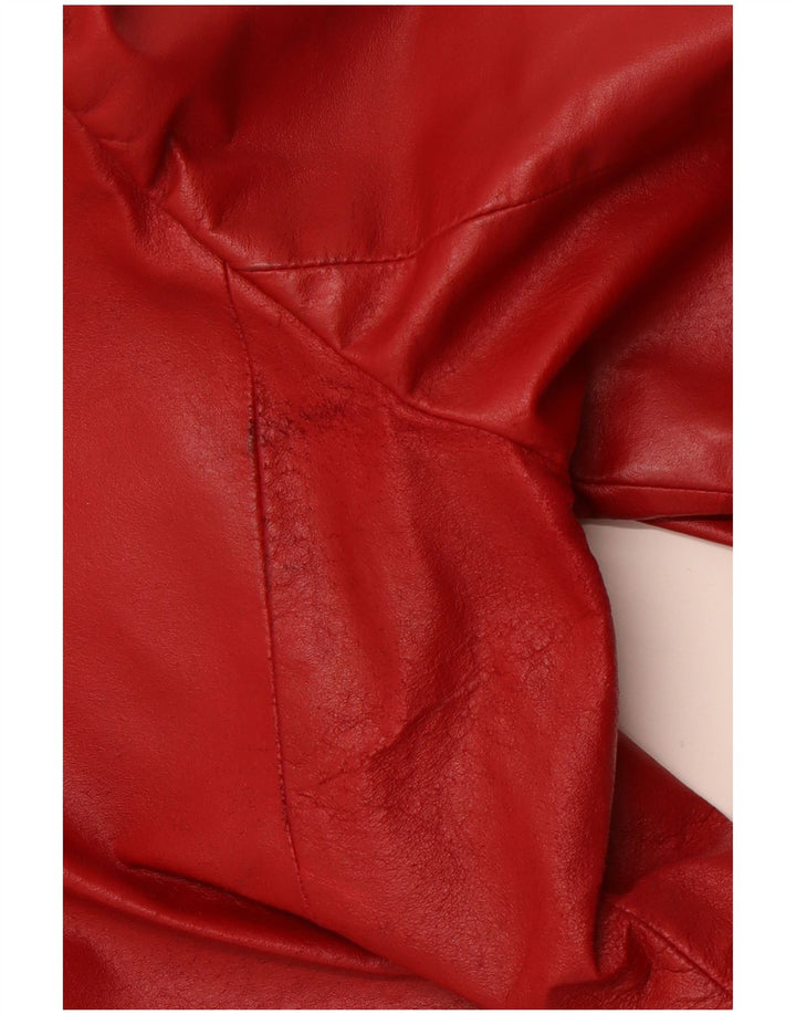 VINTAGE Womens Leather Jacket IT 42 Medium Red Leather