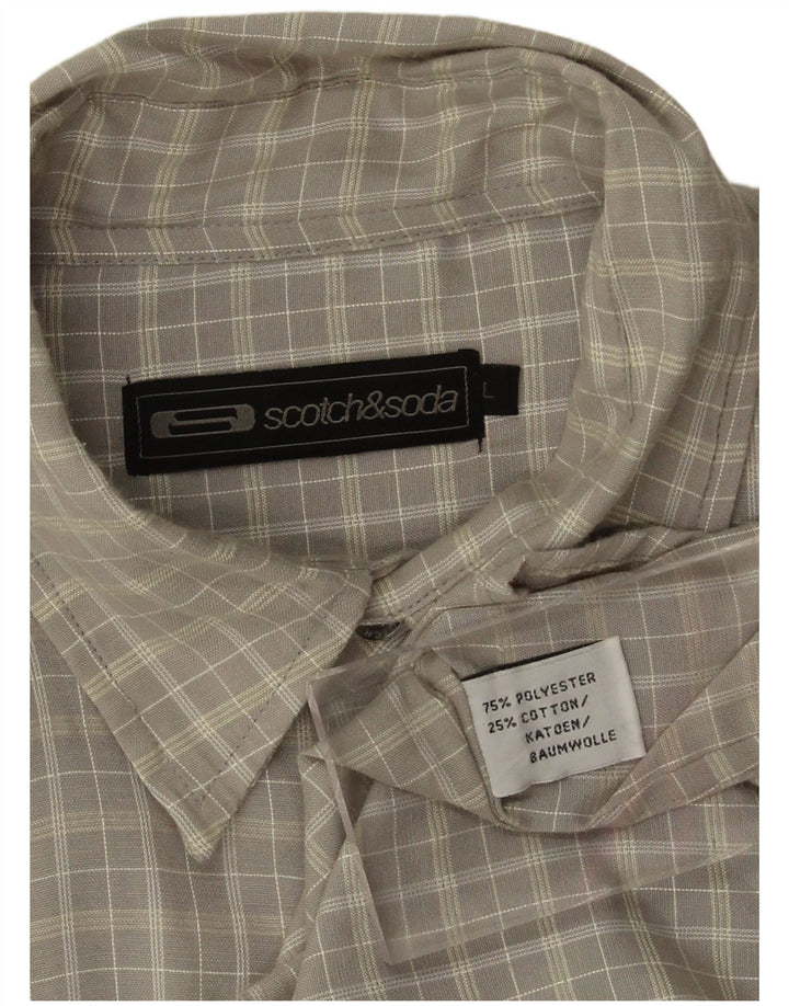 SCOTCH & SODA Mens Shirt Large Grey Check Polyester
