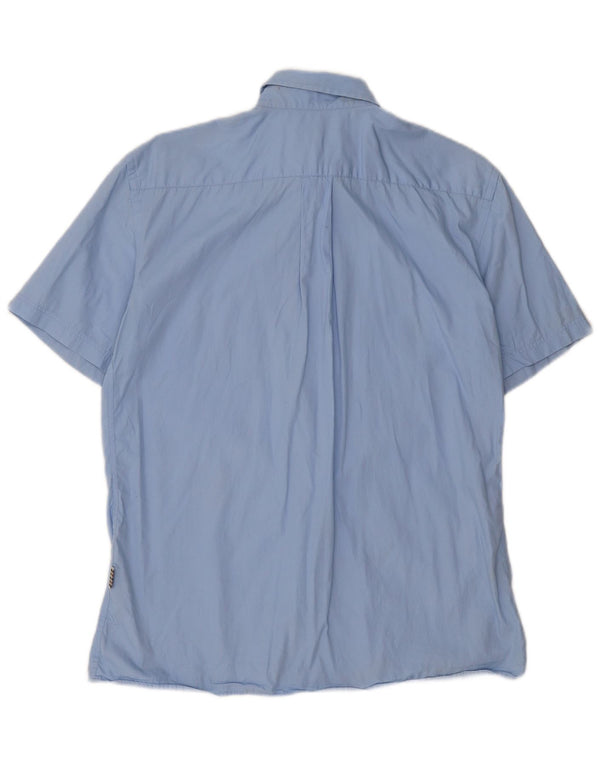 Aquascutum Mens Short Sleeve Shirt Medium Blue Cotton
