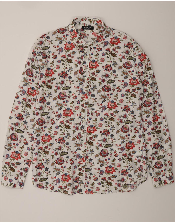 REPLAY Mens Shirt XL Multicoloured Floral Cotton