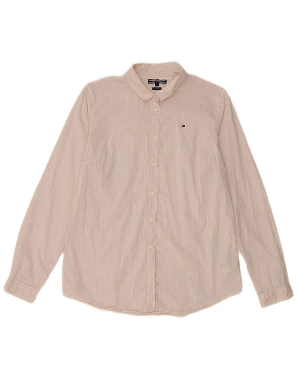 Tommy Hilfiger Womens Fitted Shirt US 12 Large White Striped Cotton