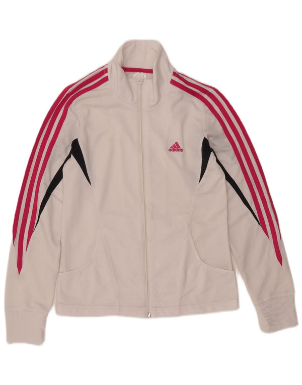 ADIDAS Womens Tracksuit Top Jacket UK 12 Medium White Colourblock