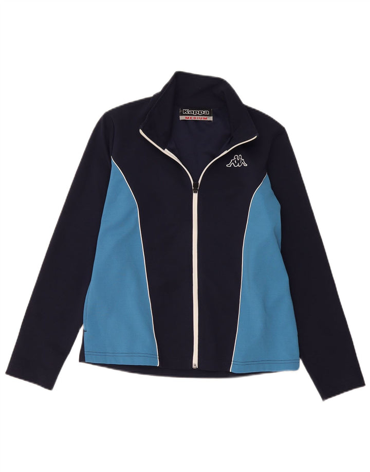KAPPA Womens Tracksuit Top Jacket UK 14 Medium Navy Blue Colourblock