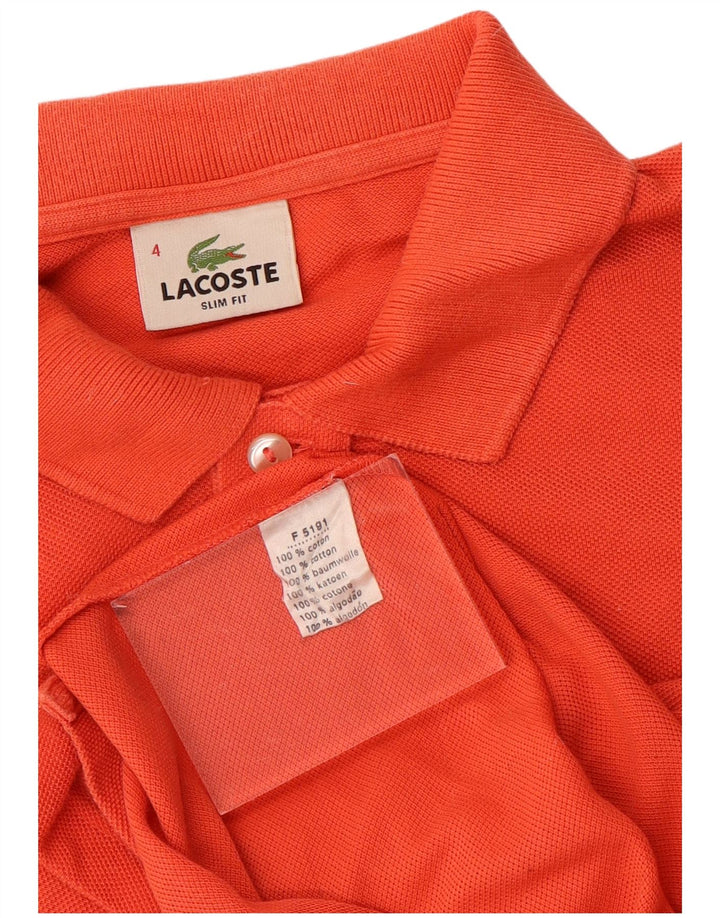 LACOSTE Mens Slim Fit Polo Shirt Size 4 Medium Orange Cotton
