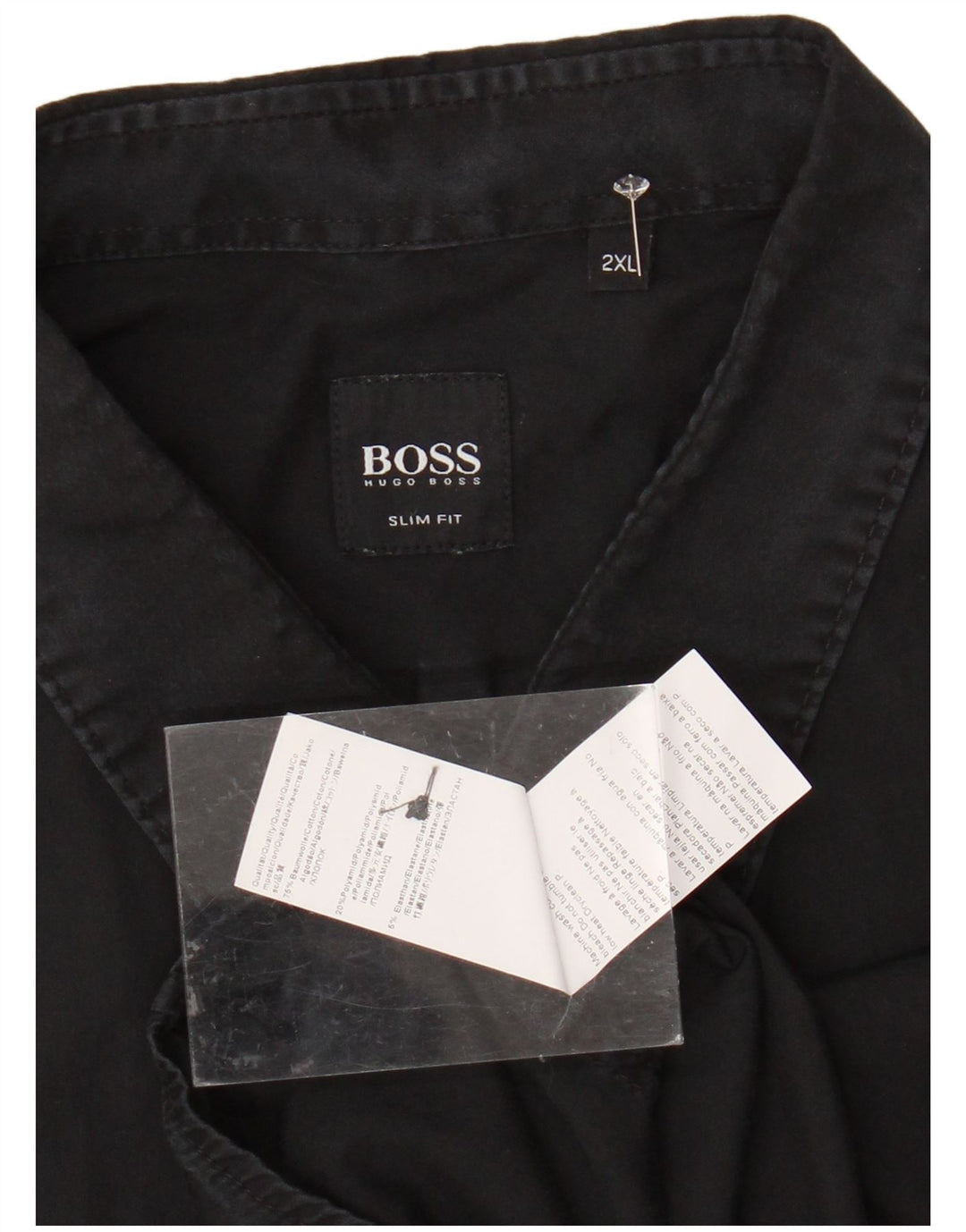 HUGO BOSS Mens Slim Fit Shirt 2XL Black Cotton
