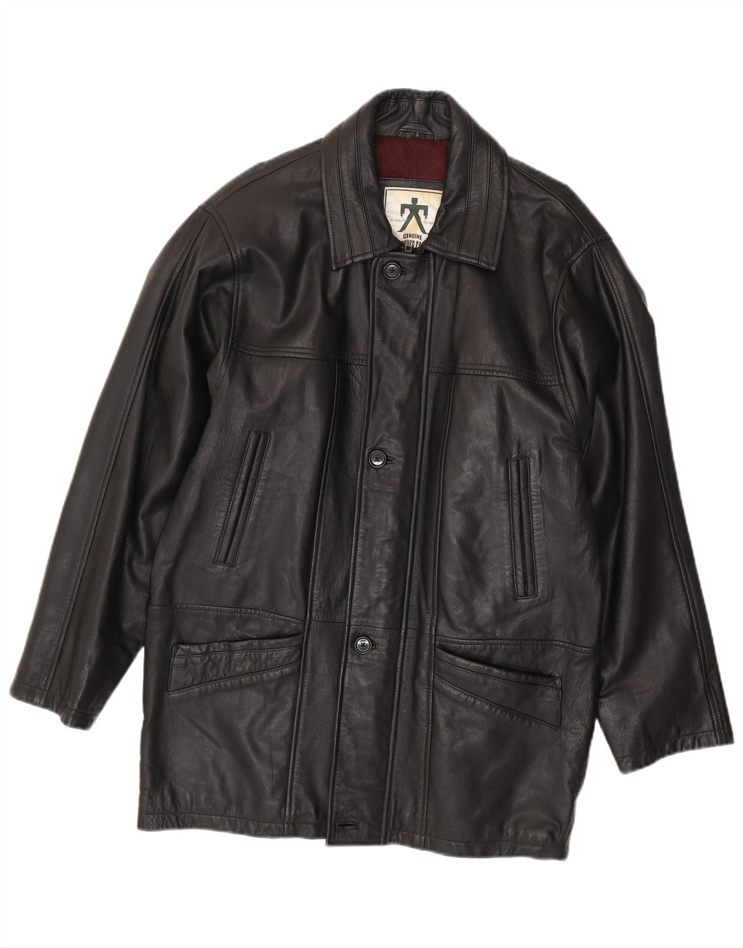 VINTAGE Mens Leather Coat Small Black Leather