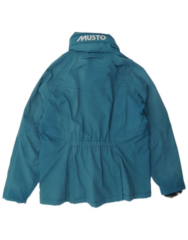 Musto Womens Graphic Hooded Windbreaker Jacket UK 16 Large Blue Polyamide