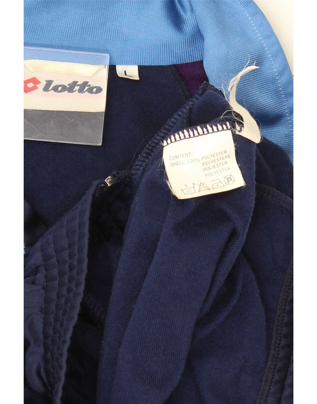Lotto Mens Tracksuit Top Jacket Large Navy Blue Colourblock Polyester