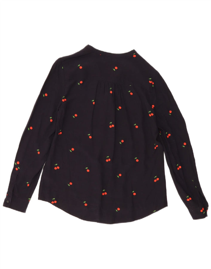 HOBBS Womens Oversized Long Sleeve Blouse Top UK 10 Small Black Floral