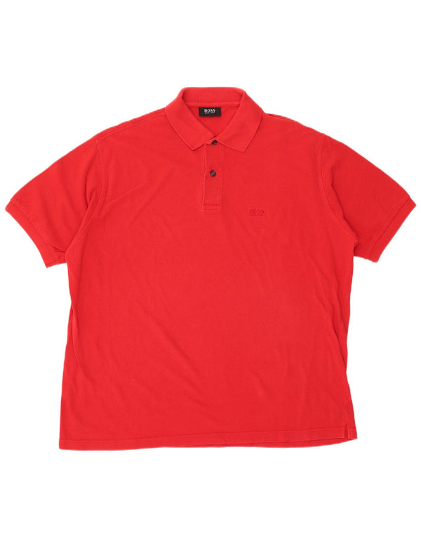 HUGO BOSS Mens Polo Shirt 3XL Red Cotton