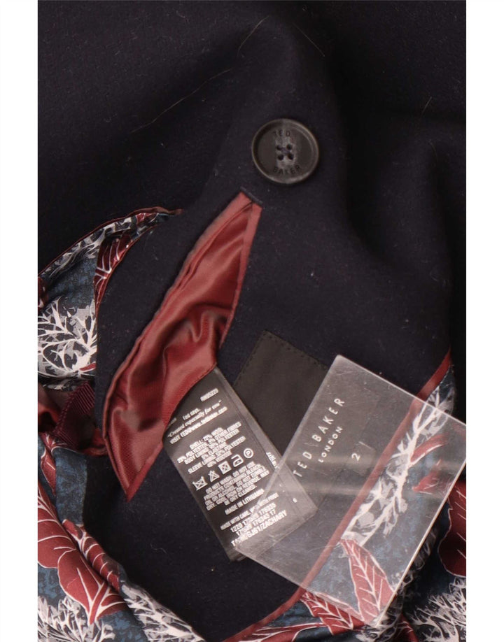 Ted Baker Mens Pea Coat Size 2 Small Navy Blue Wool