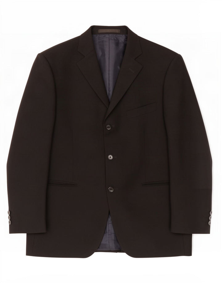 Marks & Spencer Mens 3 Button Blazer Jacket UK 40 Medium Black Polyester