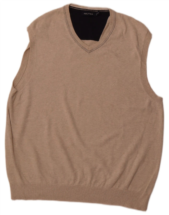 NAUTICA Mens Vest Tank Top 2XL Beige Cotton