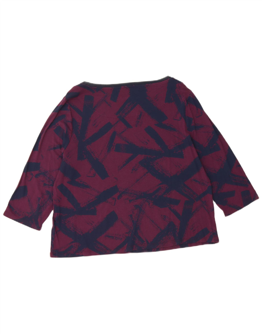 MARKS & SPENCER Womens Top 3/4 Sleeve UK 18 XL Purple Geometric Viscose