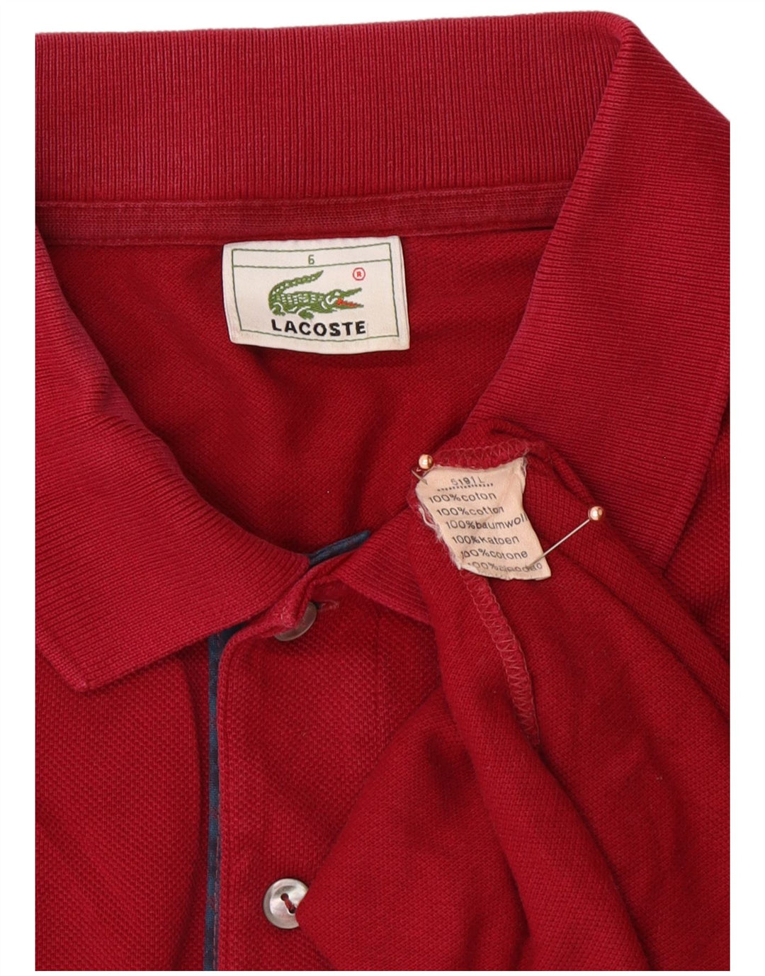 LACOSTE Mens Polo Shirt Size 6 XL Red Cotton