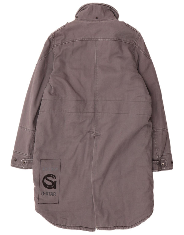 G-STAR Mens 3301 Graphic Parka Jacket UK 38 Medium Grey Cotton
