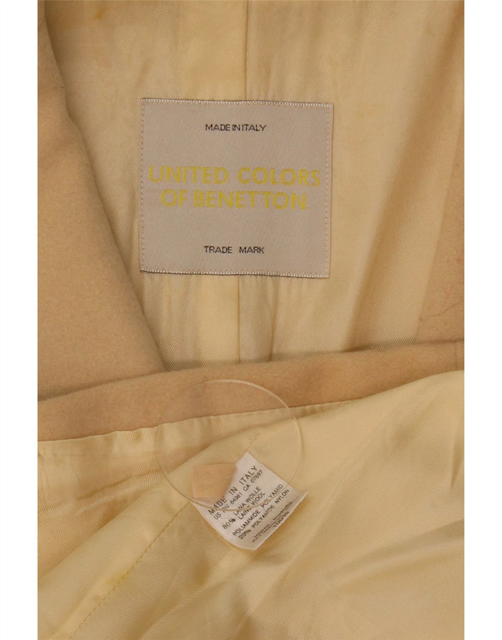 Benetton Womens Loose Fit Overcoat IT 42 Medium Beige Wool