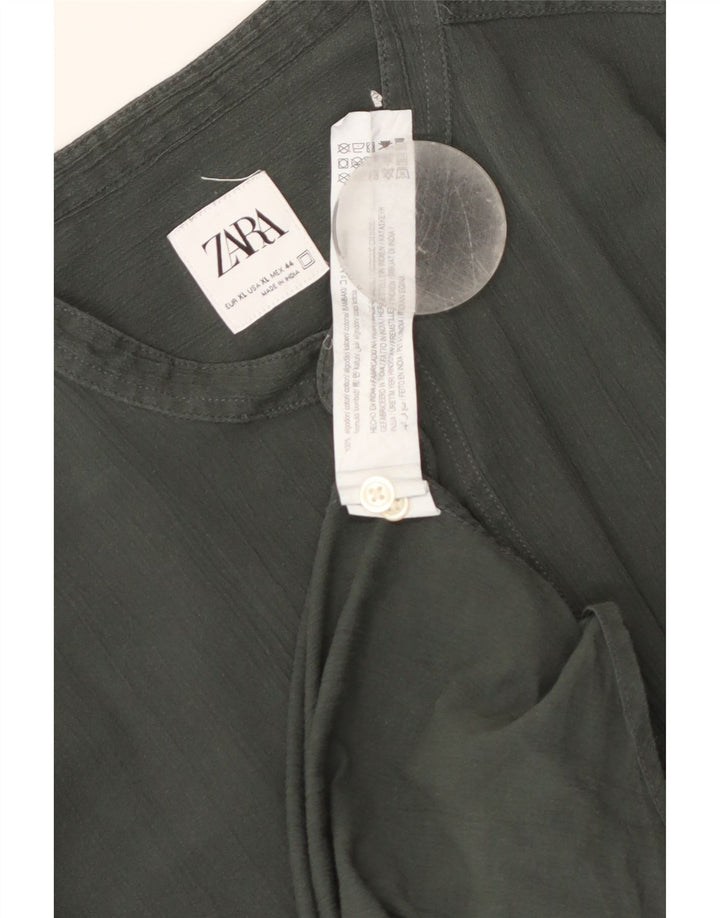 Zara Mens Shirt XL Khaki Cotton