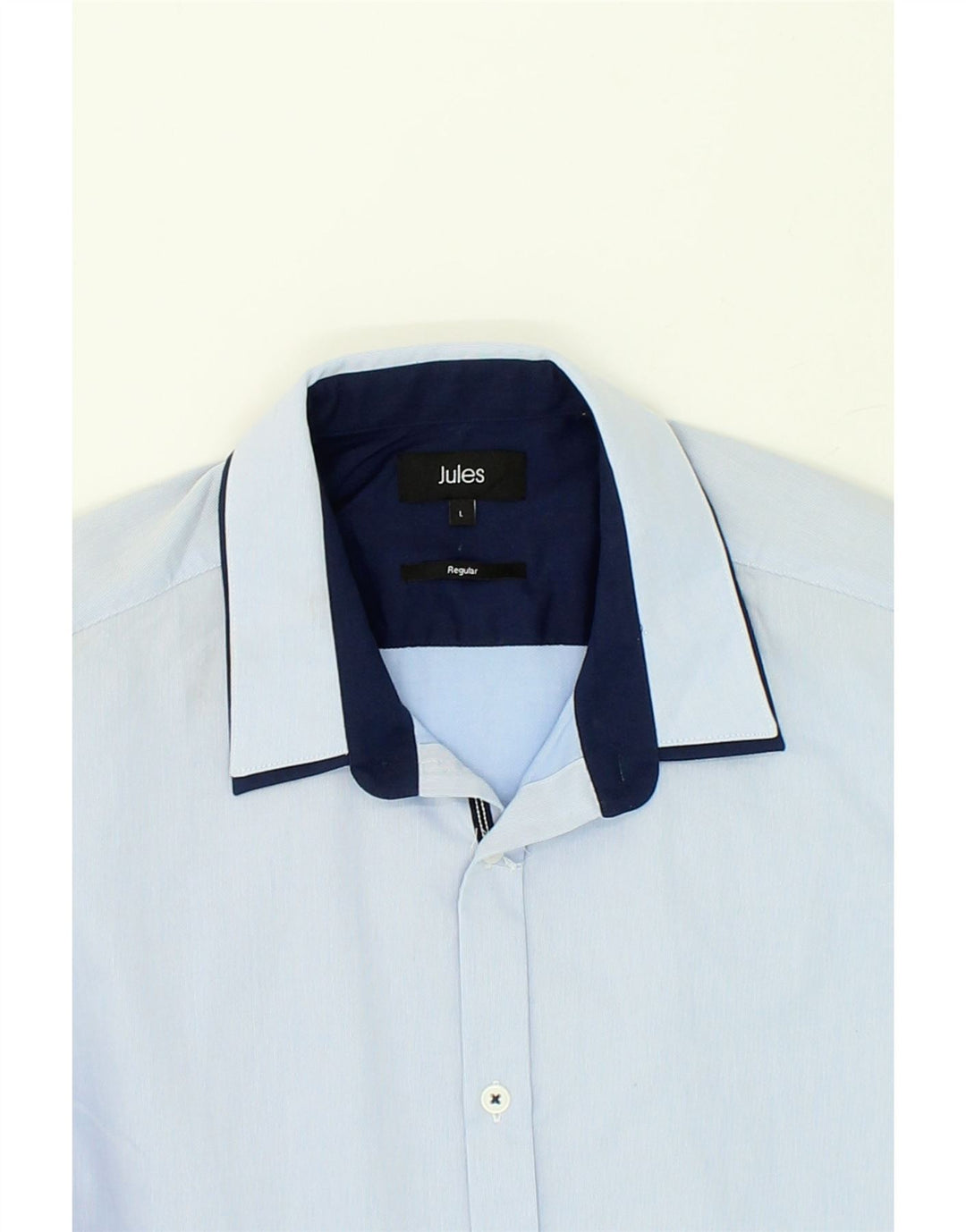 JULES Mens Regular Fit Shirt Large Blue Cotton Vintage Jules and Second-Hand Jules from Messina Hembry 