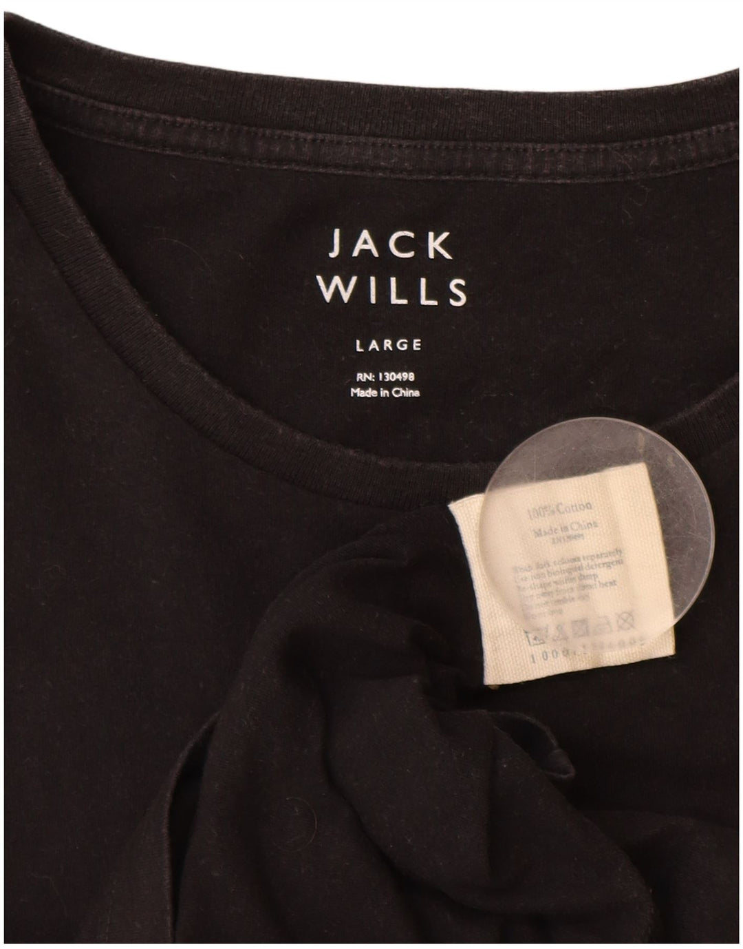 Jack Wills Womens T-Shirt Top UK 16 Large Black Cotton