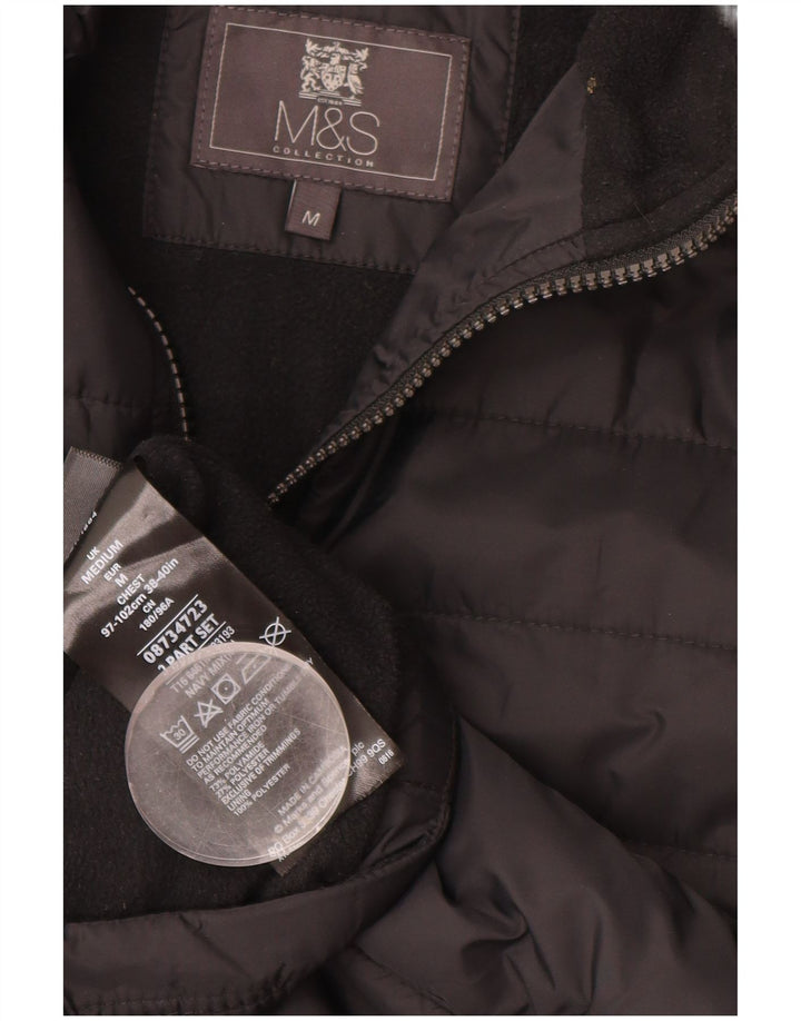 MARKS & SPENCER Mens Padded Jacket UK 38 Medium Black Polyamide