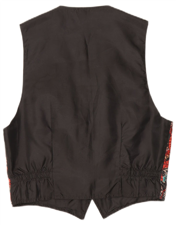 Vintage Mens Waistcoat Medium Multicoloured Floral Polyester