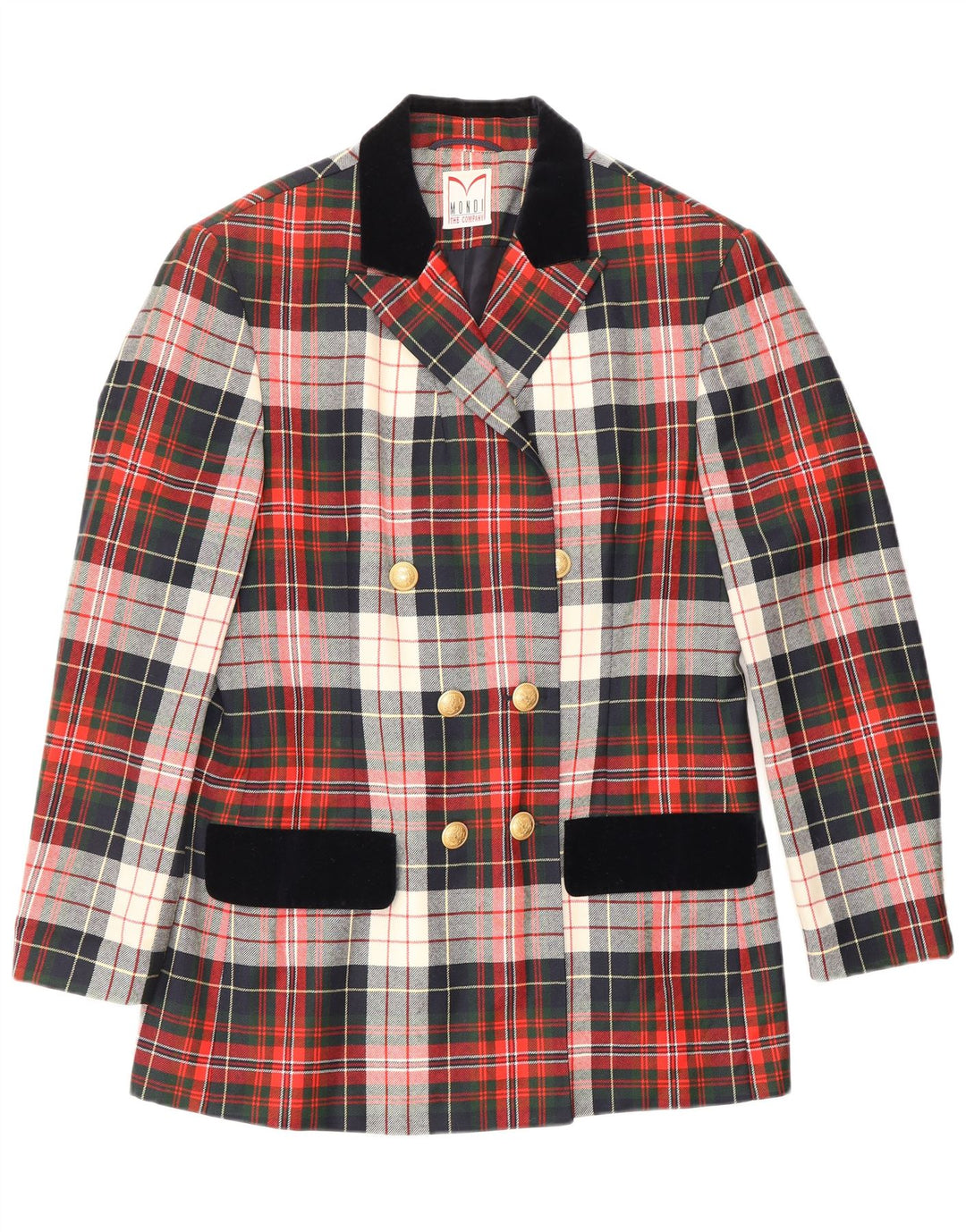 MONDI Womens Longline Blazer Jacket EU 38 Medium Red Plaid Classic