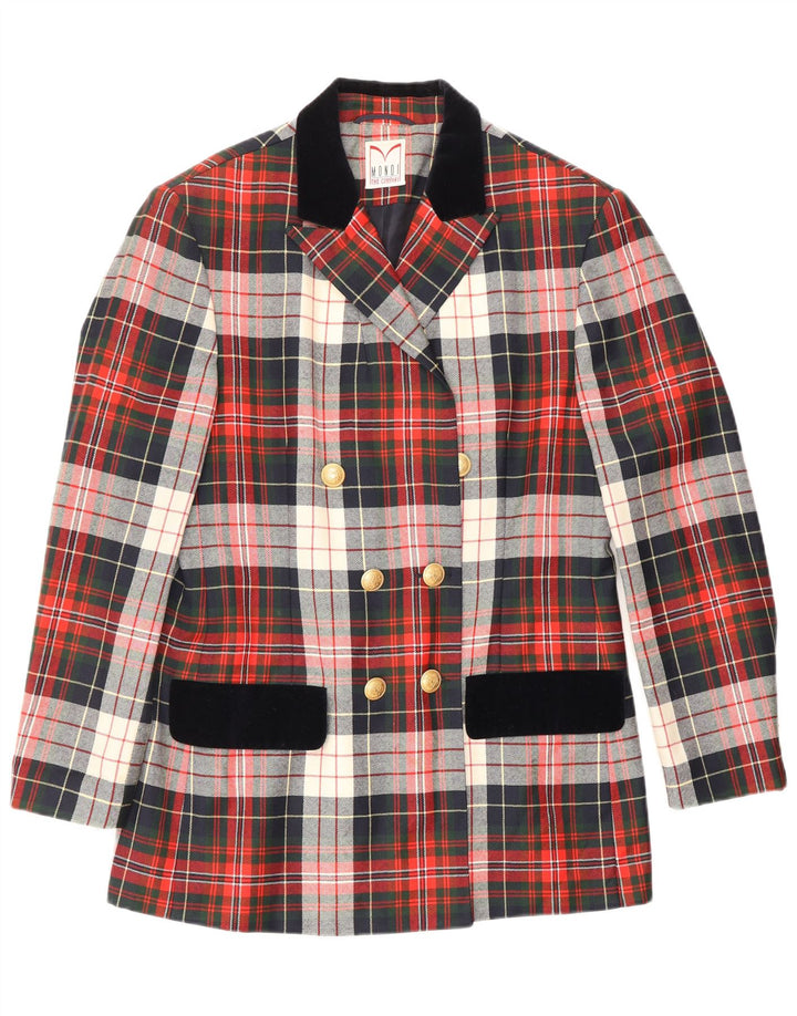 MONDI Womens Longline Blazer Jacket EU 38 Medium Red Plaid Classic