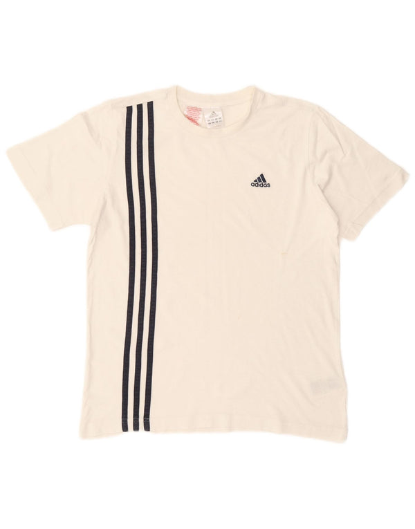 Adidas Boys T-Shirt Top 13-14 Years Off White Cotton