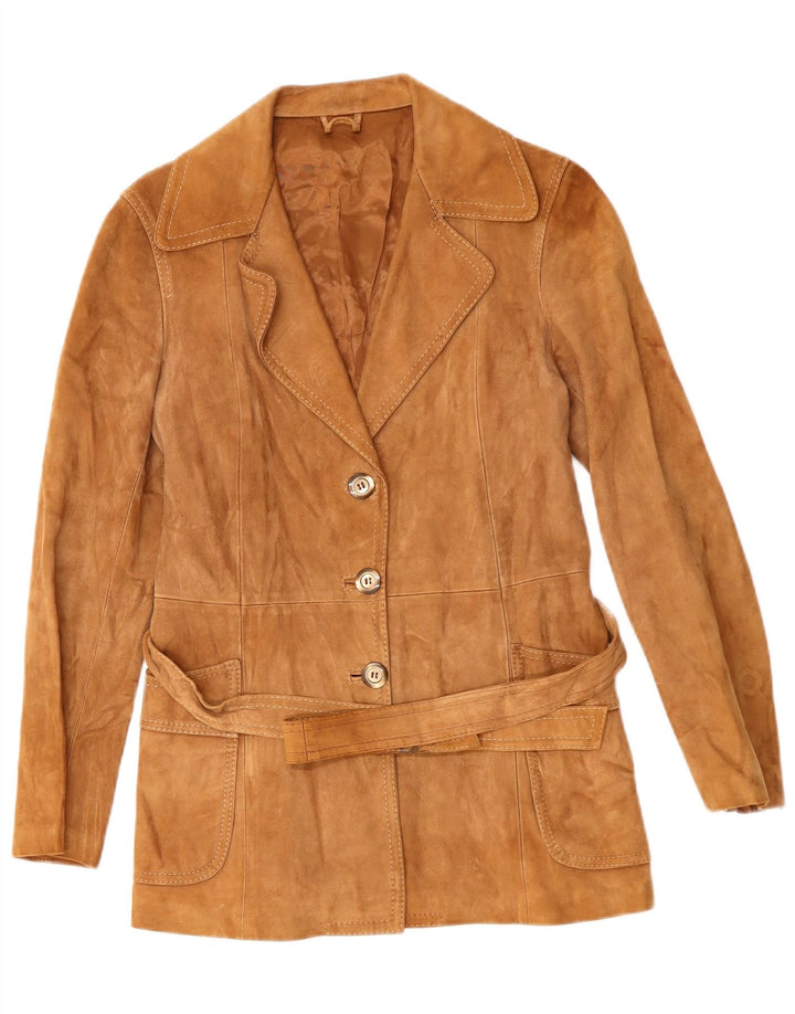 VINTAGE Womens Suede Jacket UK 14 Medium Brown