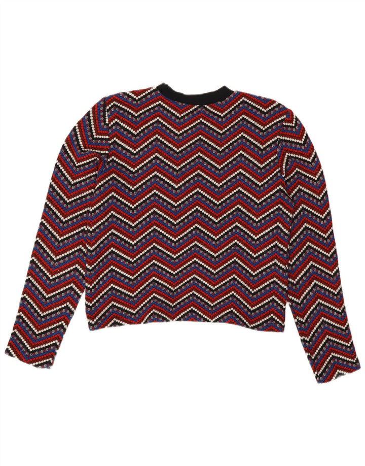 Zara Womens Crew Neck Jumper Sweater UK 12 Medium Multicoloured Chevron