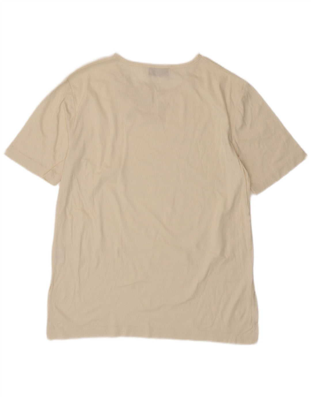 VINTAGE Womens T-Shirt Top EU 38 Medium Off White Floral Cotton