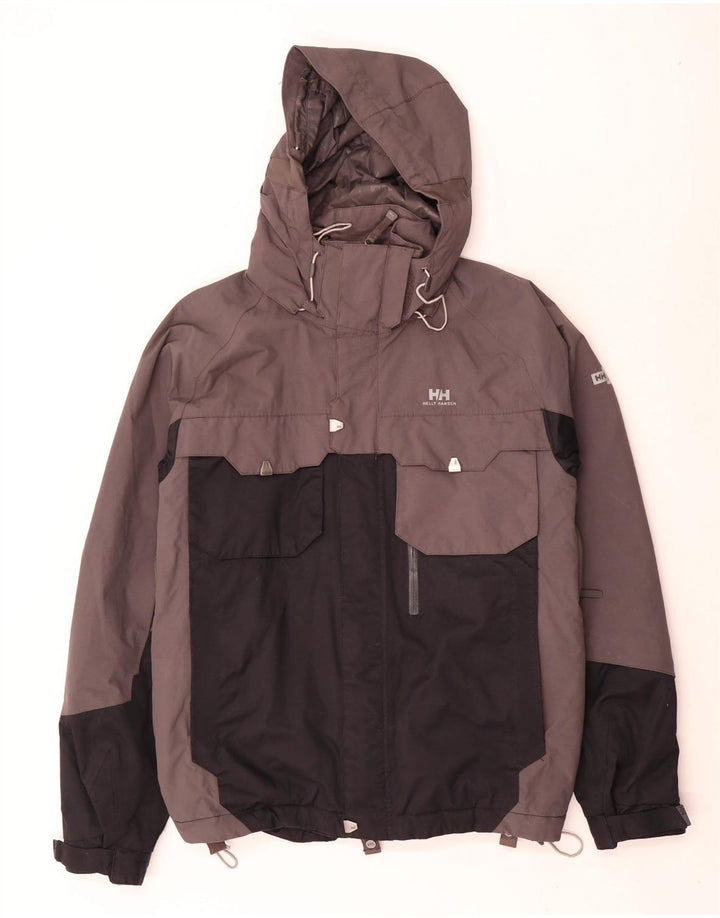 Helly Hansen Mens Hooded Ski Jacket UK 36 Small Grey Colourblock Polyamide