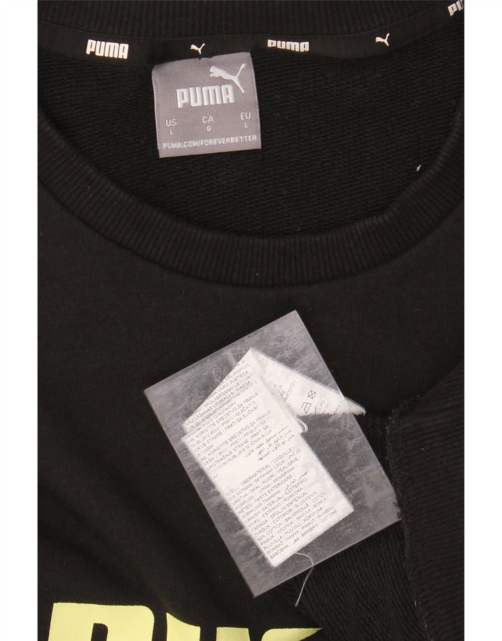PUMA Mens Graphic Sweatshirt Jumper Large Black Cotton