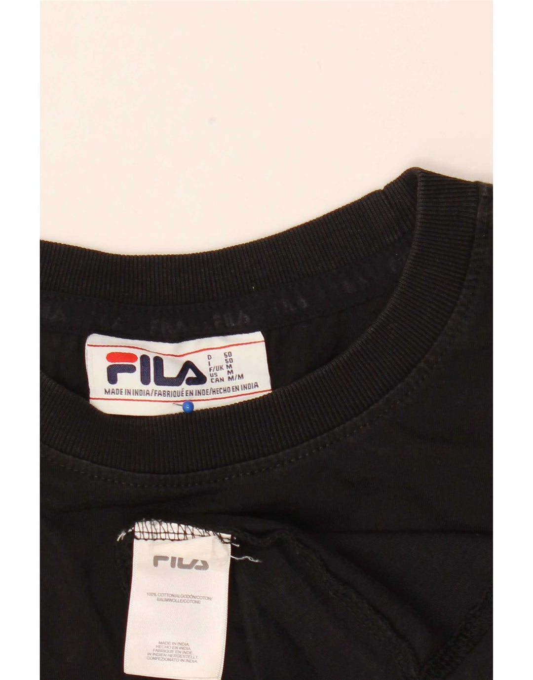 Fila Mens Graphic T-Shirt Top Medium Black Cotton
