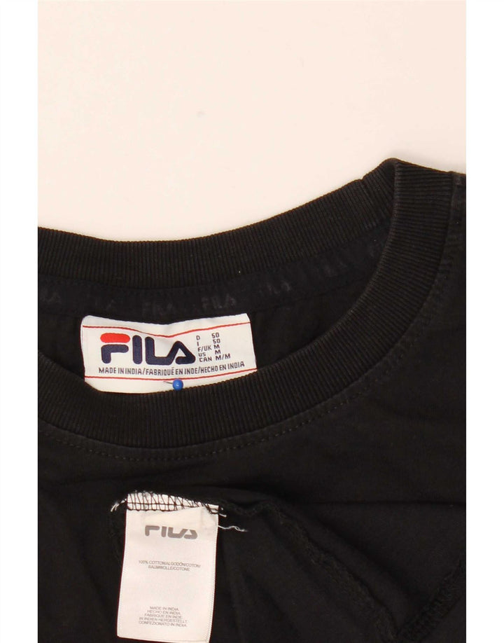 Fila Mens Graphic T-Shirt Top Medium Black Cotton