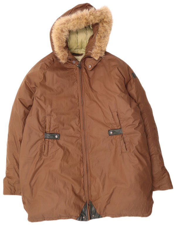 DIESEL Mens Hooded Padded Coat UK 44 2XL Brown Polyester