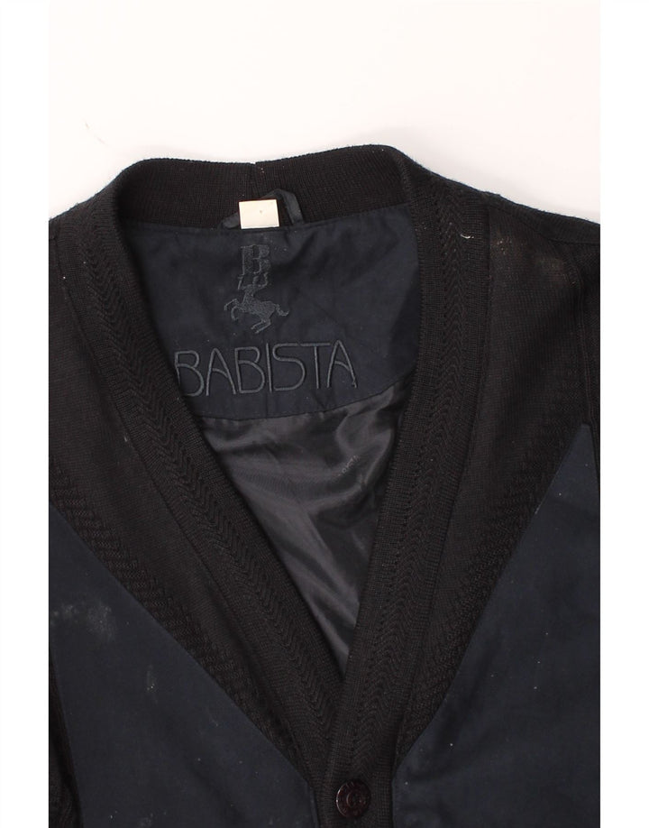 BABISTA Mens Bomber Jacket SIze 48/52 2XL Navy Blue Geometric Polyacrylic Vintage Babista and Second-Hand Babista from Messina Hembry 