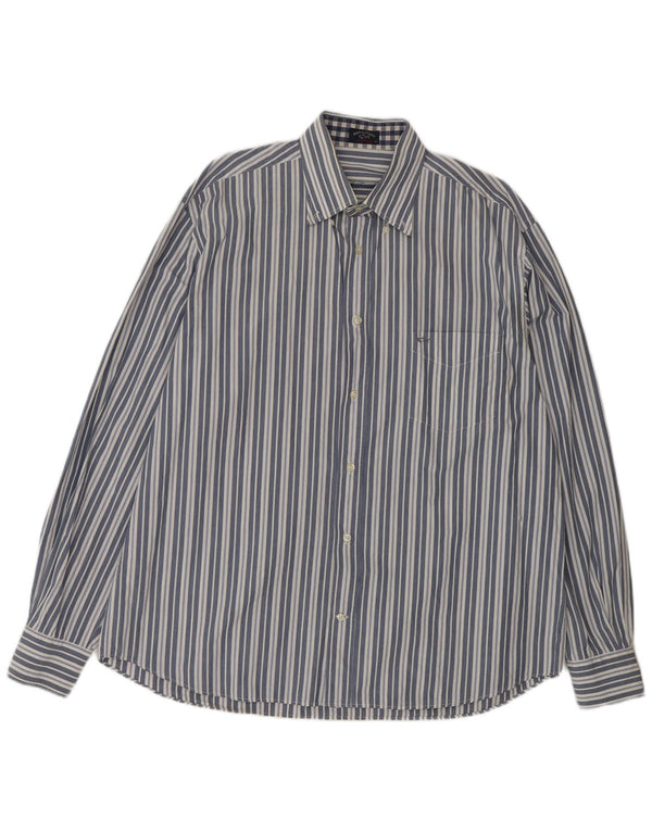 Paul & Shark Mens Shirt Size 43 Large Blue Striped Cotton
