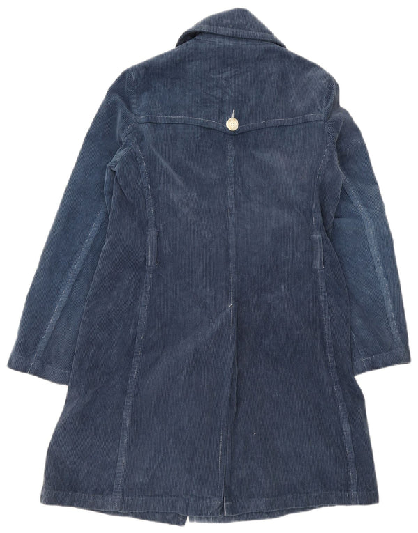 Benetton Womens Corduroy Coat IT 44 Medium Navy Blue Cotton