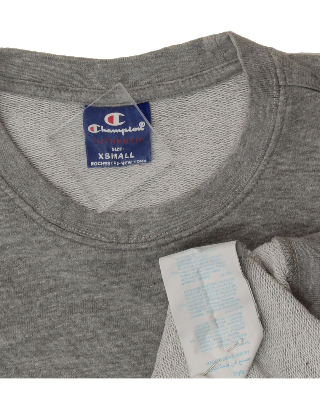 CHAMPION Mens Graphic Sweatshirt Jumper XS Grey Cotton Vintage Champion and Second-Hand Champion from Messina Hembry 