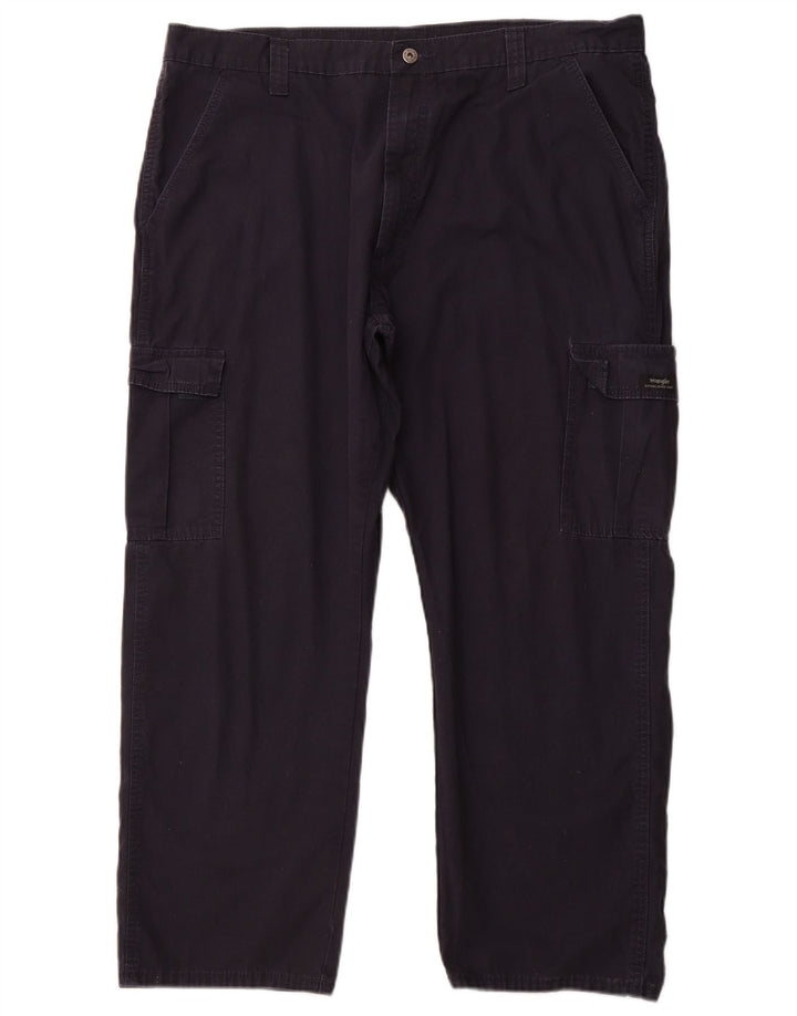 WRANGLER Mens Straight Cargo Trousers W40 L30 Navy Blue Cotton