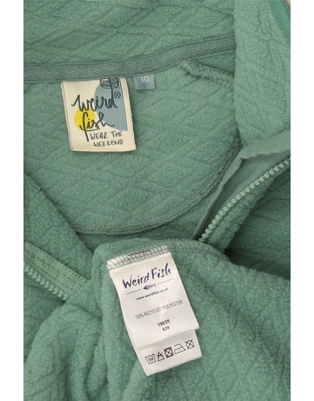 Weird Fish Womens Oversized Fleece Jacket UK 10 Small Green Polyester