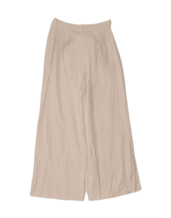 Zara Womens High Waist Wide Leg Casual Trousers Large W30 L27 White